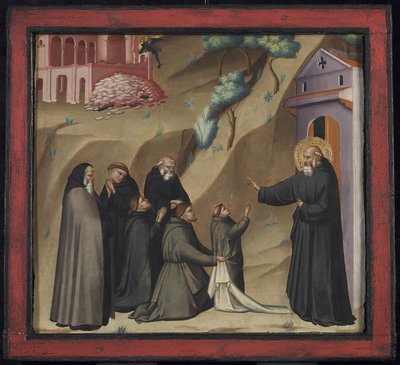 St. Benedictus herstelt het leven van een jonge monnik, laat 14e eeuw door Giovanni di Niccolo del Biondo